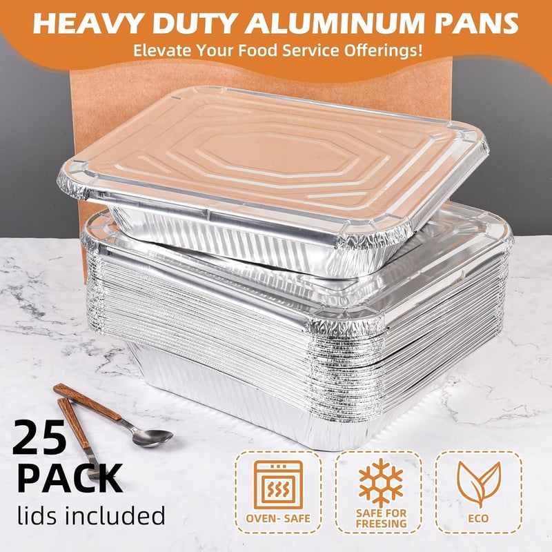 Findful Aluminum Pans with Lids 9x13 (25 Pack) – Foil Pans, Aluminum Trays for Cooking, Baking, Storing & Prepping Food – Tin Foil Pan, Disposable Baking Pan – Heavy-Duty, Leak-Proof & Oven-Safe - Image 2